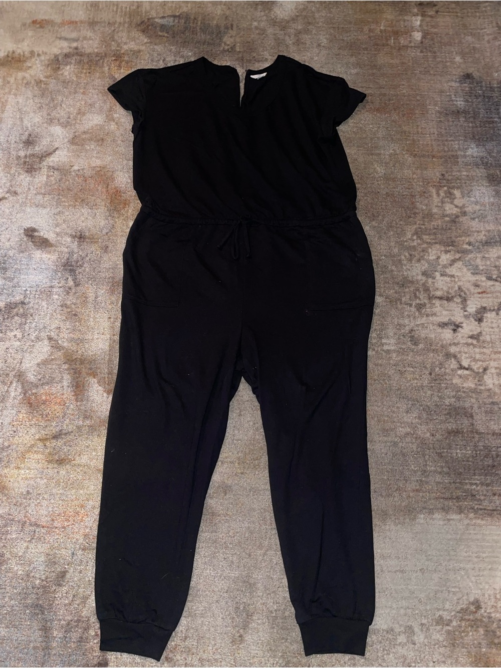 Time and Tru Black Short-Sleeve Drawstring Jumpsuit Plus size 22